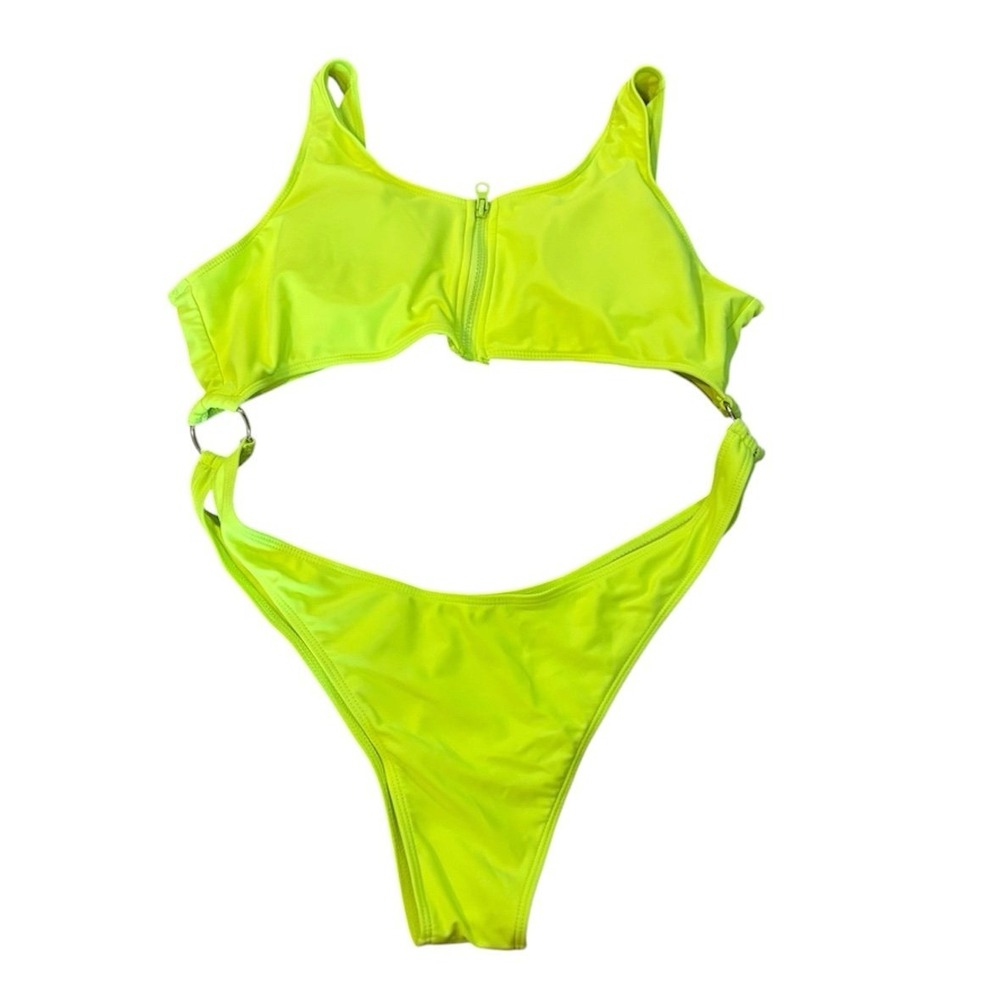 Matte Collection One Piece Sexy Bikini Neon Yellow Size XL